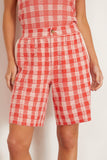 Guest In Residence Shorts Gingham Bermuda Short in Cherry Combo Guest In Residence Gingham Bermuda Short in Cherry Combo