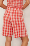 Guest In Residence Shorts Gingham Bermuda Short in Cherry Combo Guest In Residence Gingham Bermuda Short in Cherry Combo