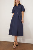 Simkhai Casual Dresses Deanna Short Sleeve Belted Midi Dress in Midnight Simkhai Deanna Short Sleeve Belted Midi Dress in Midnight