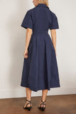 Simkhai Casual Dresses Deanna Short Sleeve Belted Midi Dress in Midnight Simkhai Deanna Short Sleeve Belted Midi Dress in Midnight