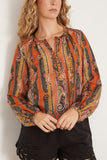 Isabel Marant May Silk Long Sleeve Top in Orange