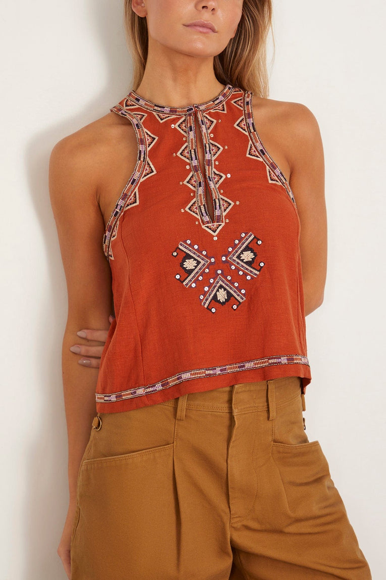Isabel Marant Tops Zaharah Sleeveless Top in Burnt Orange Isabel Marant Zaharah Sleeveless Top in Burnt Orange