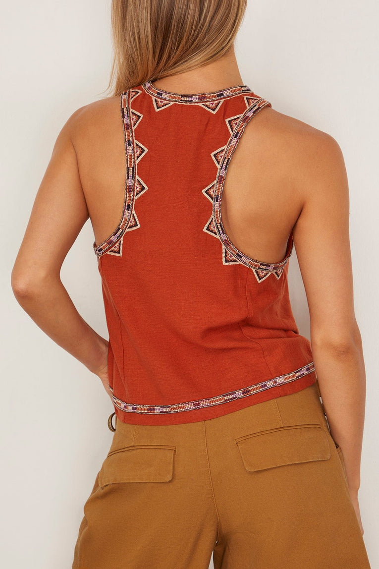 Isabel Marant Tops Zaharah Sleeveless Top in Burnt Orange Isabel Marant Zaharah Sleeveless Top in Burnt Orange