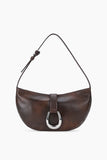 Staud Harlow Crescent Shoulder Bag in Espresso Distressed