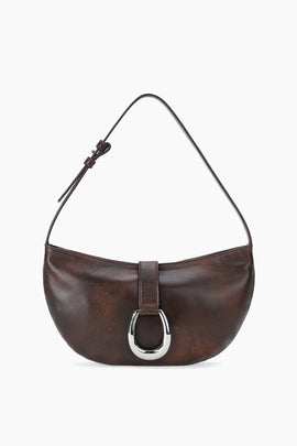 Harlow Crescent Shoulder Bag in Espresso Distressed
