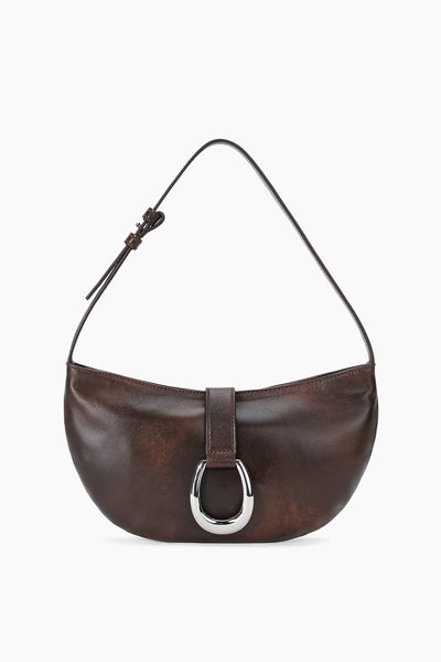 Harlow Crescent Shoulder Bag in Espresso Distressed