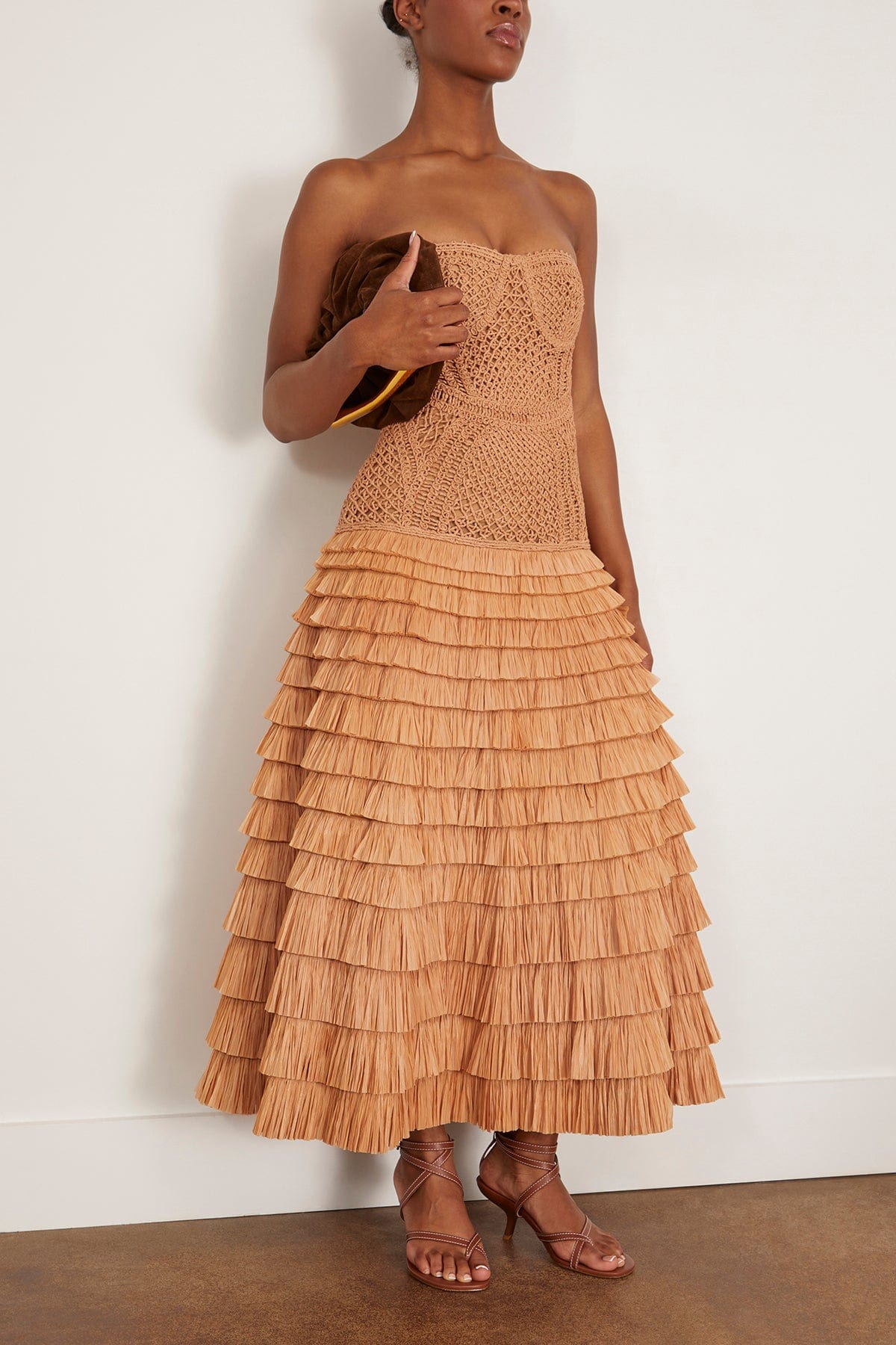 Simkhai Santana Bustier Midi Dress in Straw