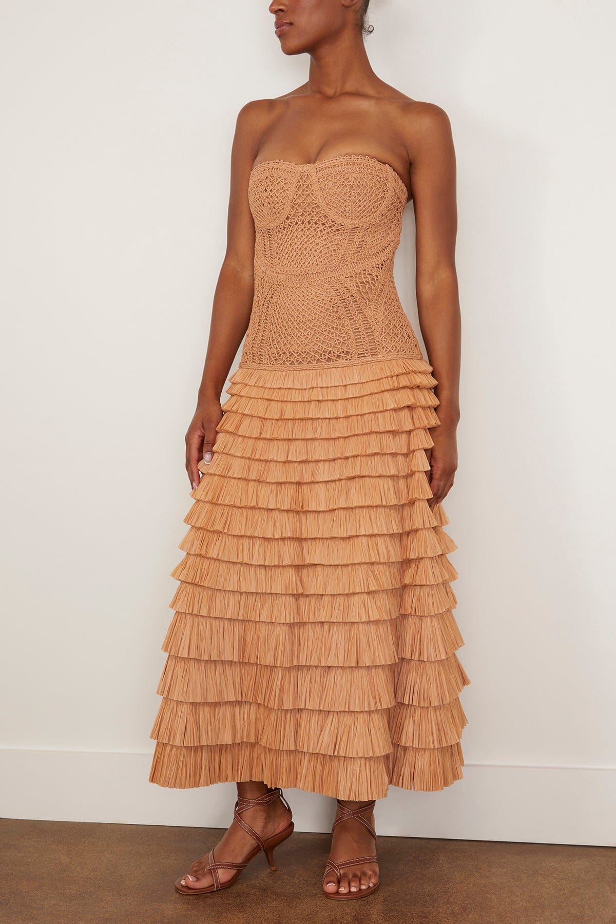 Simkhai Santana Bustier Midi Dress in Straw