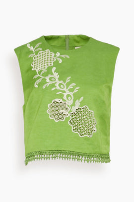 Luisa Embroidered Top in Green