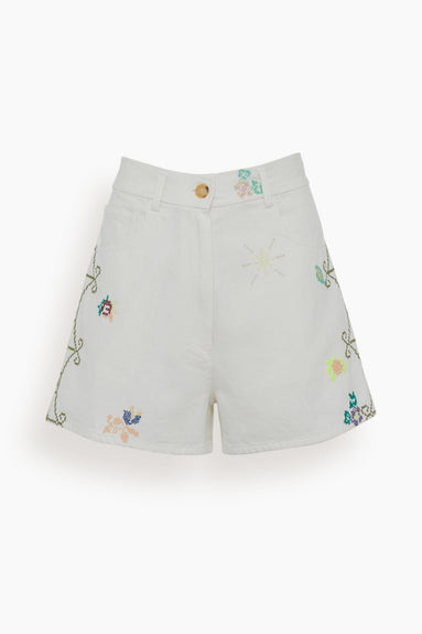 Forte Forte Shorts Eden Embroidery Bull Cotton Shorts in Paradise