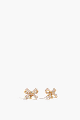 Diamond Bow Earring in 18k Yellow Gold