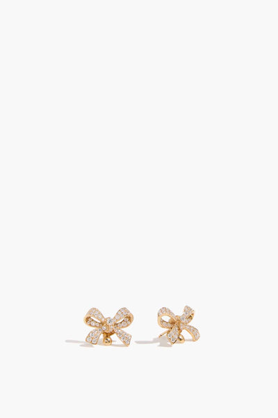 Diamond Bow Earring in 18k Yellow Gold