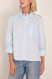 Simone Rocha Cropped Masculine Shirt in Baby Blue/Pearl