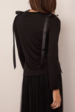 Simone Rocha Bow Ribbon Tail Long Sleeve T-Shirt in Black