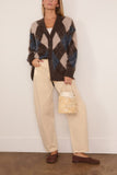 Lisa Yang Elaria Cardigan in Wood/Night Fall/Sand/Cream Argyle Brushed