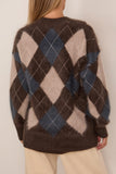 Lisa Yang Elaria Cardigan in Wood/Night Fall/Sand/Cream Argyle Brushed