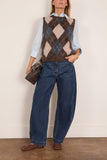 Lisa Yang Yasmin Vest in Wood/Night Fall/Sand/Cream Argyle Brushed