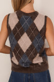 Lisa Yang Yasmin Vest in Wood/Night Fall/Sand/Cream Argyle Brushed