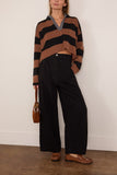 Saint Art Samira Striped Knit Polo in Black/Brown