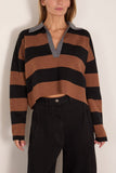 Saint Art Samira Striped Knit Polo in Black/Brown