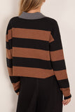 Saint Art Samira Striped Knit Polo in Black/Brown