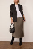 Saint Art Talia Charmeuse Maxi Skirt in Dusty Olive