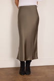 Saint Art Talia Charmeuse Maxi Skirt in Dusty Olive