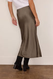 Saint Art Talia Charmeuse Maxi Skirt in Dusty Olive