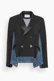 Wool Suiting x Denim Jacket in Black x Blue
