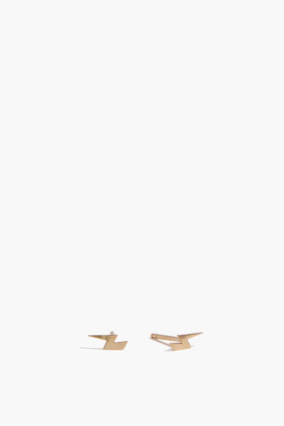 Mini Lightning Bolt Studs in Yellow Gold