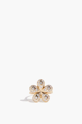 Diamond Sprinkled Flower Ring in 14k Yellow Gold
