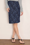 Bite Studios Lace Print Denim Skirt in Washed Dark Blue