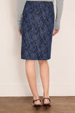 Bite Studios Lace Print Denim Skirt in Washed Dark Blue