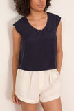 Forte Forte Matte Stretch Silk Satin Tank Top in Notte