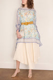 Lanvin Small Flowers Kaftan in Light Blue/White