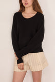 Loulou de Saison Baji Dropped U-Neck Sweater in Black