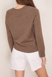 Loulou de Saison Baji Dropped U-Neck Sweater in Brown Melange