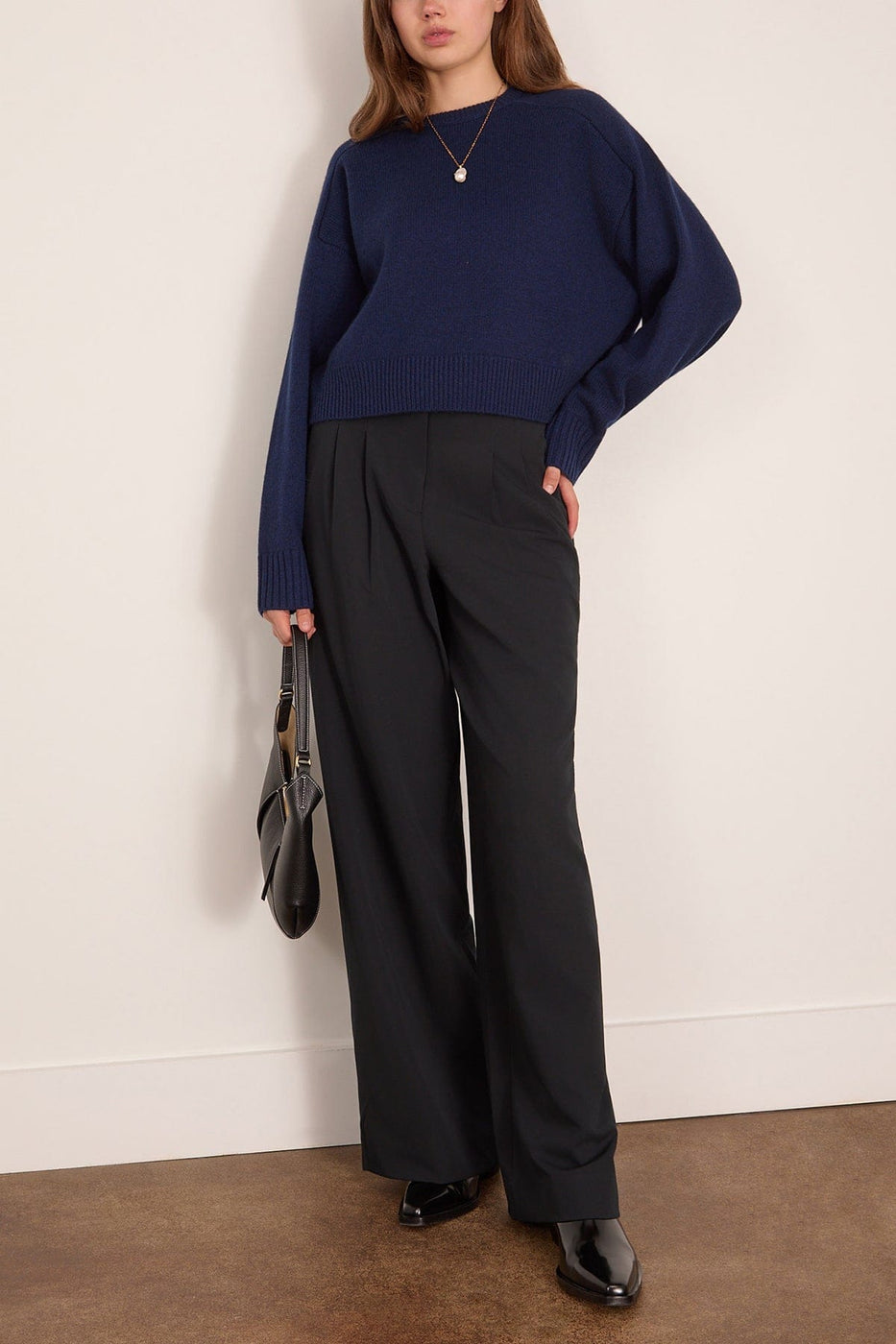 Loulou de Saison Bruzzi Cropped Sweater in Navy