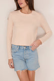 Loulou de Saison Masal Roundneck Long Sleeve Top in Cream Rose