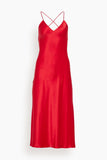 Dannijo Slip Dresses Open Cross Back Midi Slip Dress in Crimson Red
