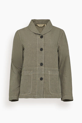 Hal Micro Houndstooth Cotton Linen Workwear Jacket in Vintage White/Black