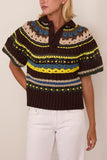 Mix Knit Pullover in Brown