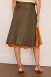 Sacai Nylon Twill Skirt in Dark Khaki