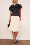 Pleated Twill Skirt in Off White