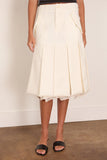 Pleated Twill Skirt in Off White