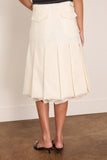 Pleated Twill Skirt in Off White