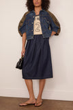 Denim x Nylon Twill Jacket in Blue/Dark Khaki