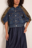 Denim x Nylon Twill Jacket in Blue/Dark Khaki