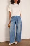Denim x Knit Pullover in Off White