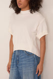 Denim x Knit Pullover in Off White